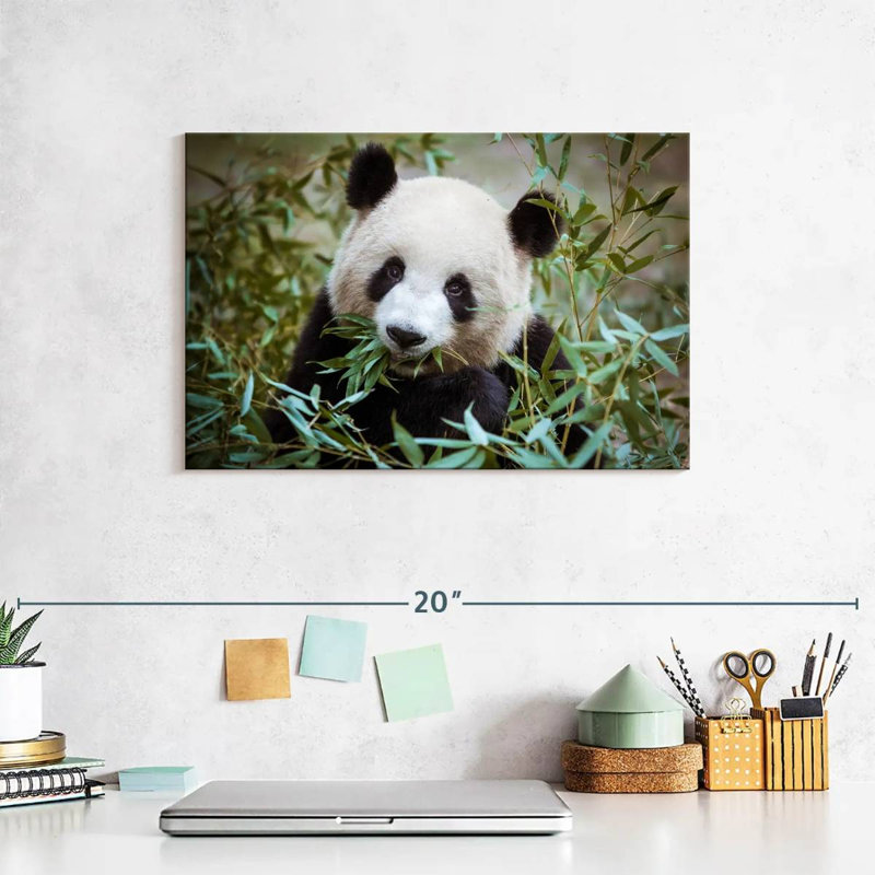 Panda With Bamboo, 8" H x 12" W