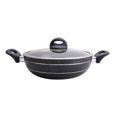 ROYALFORD Wok Pan 28Cm | Induction Safe Frying Pan with Tempered Glass Lid | Forged Aluminium Cookware with 5-Layer Non-Stick Granite Coating Cooking Pot | PFOA Free Dishwasher Safe | Terranox Series