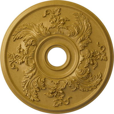 Endurathane Acanthus Twist Ceiling Medallion, 23 5/8"OD x 4 5/8"ID x 1 7/8"P (Fits Canopies up to 8 3/8"), Hand-Painted Iridescent Gold Finish