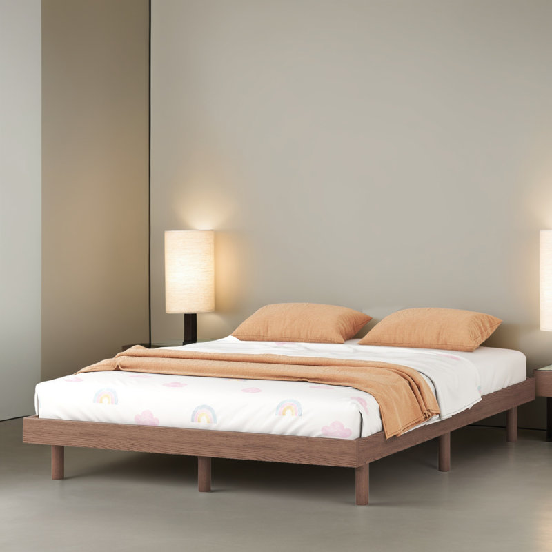Floating Platform Bed Frame, Walnut, Full