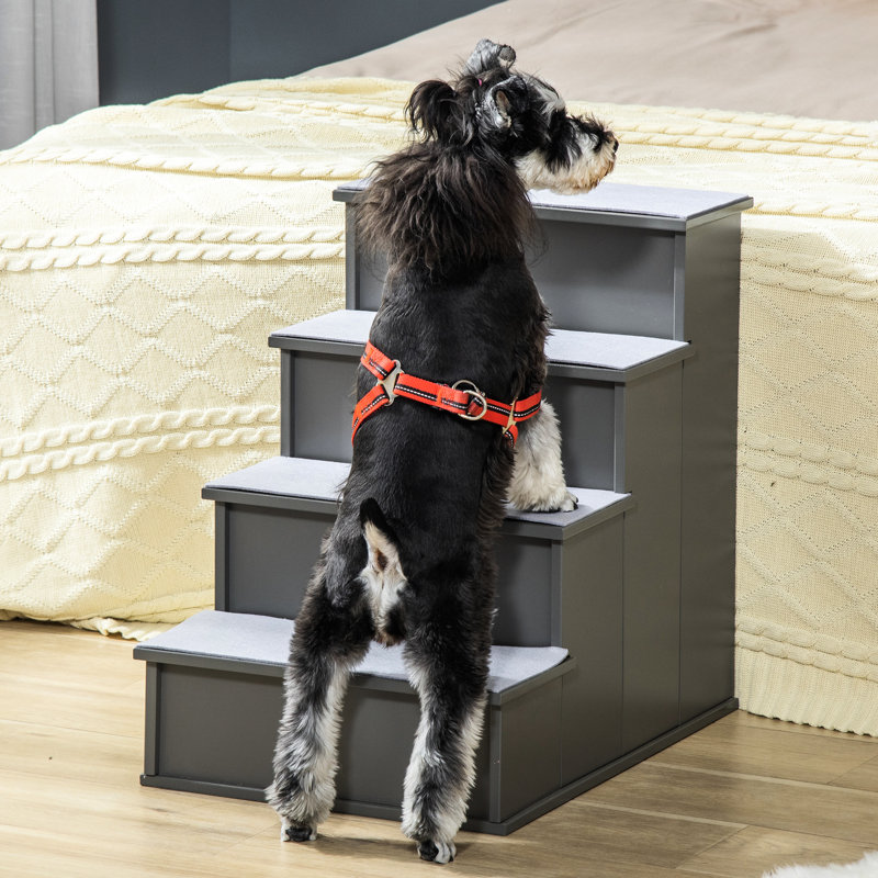 Escaliers gris pour petits animaux de compagnie, pesant jusqu'à 22 lb - rembourrés pour la marche de bien-être de l'animal, pour chiens et chats