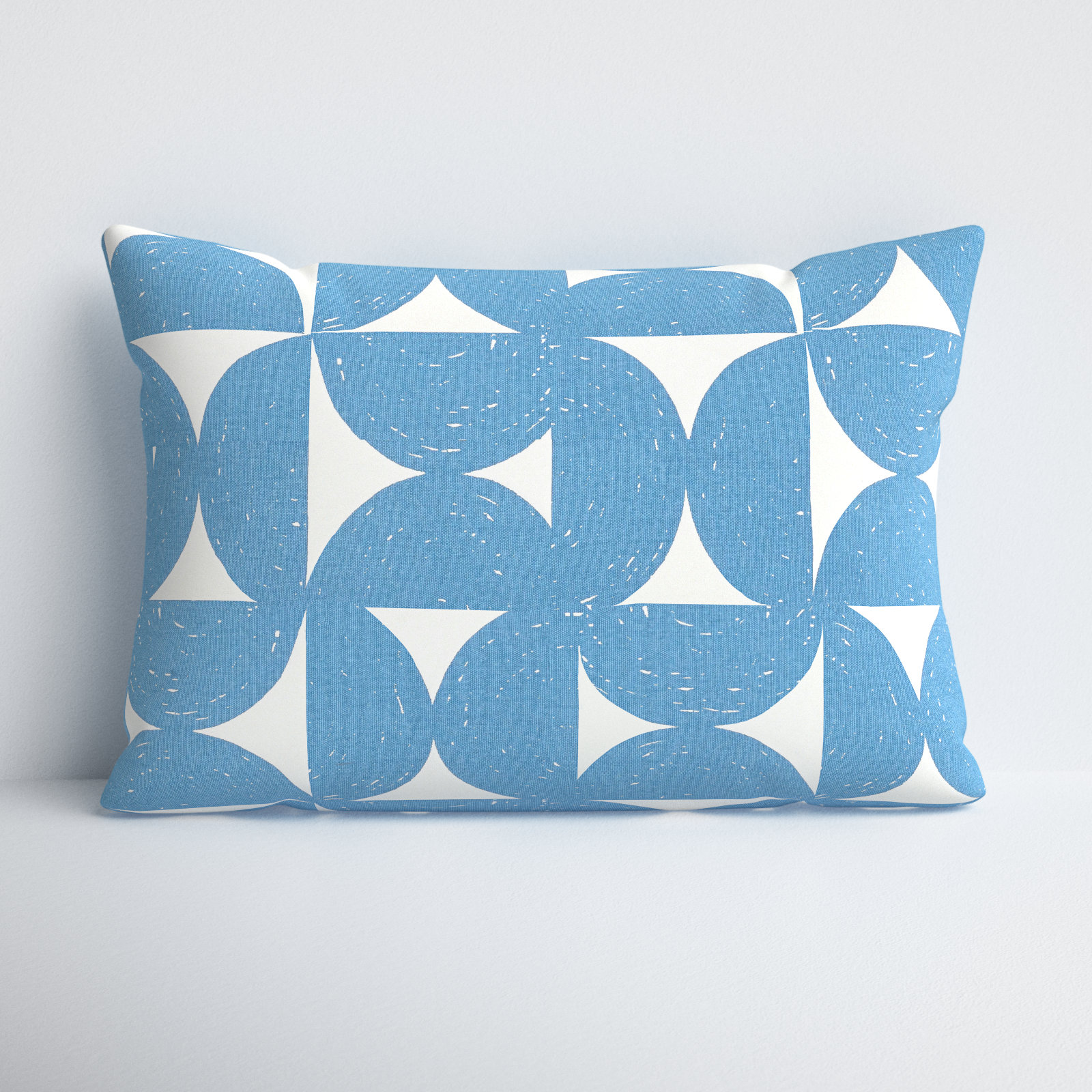 Frenk Geometric Cotton Lumbar Throw Pillow, Dark Blue/Beige, Polyester