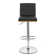 Mcmillon Swivel Adjustable Height Bar Stool with Pedestal Base in Faux Leather, Chrome, Walnut Wood