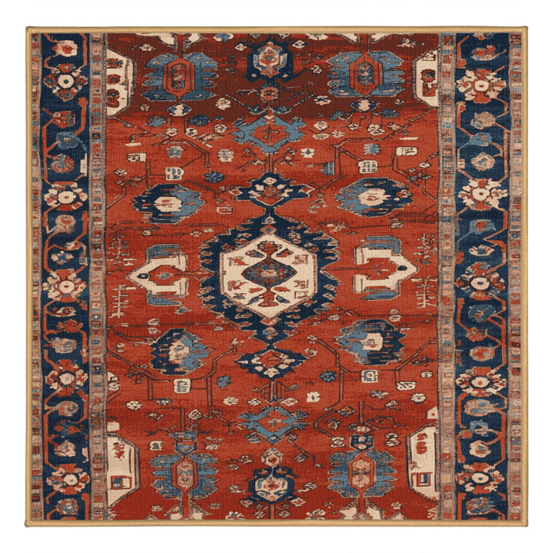 Tapis brun turc lavable à la machine, Carré 7 pi
