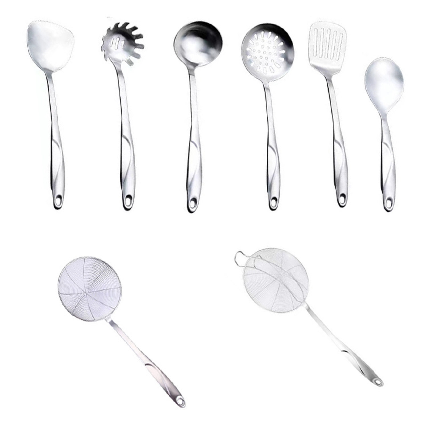  304 Stainless Steel Kitchen Utensils Set, 6 Pcs Metal  Professional Cooking Spoons, Kitchen Tools - Wok Spatula, Ladle, Skimmer  Slotted Spoon, Pasta Spoon, Serving Large Spoon, Slotted Spatula Tunner :  Home & Kitchen