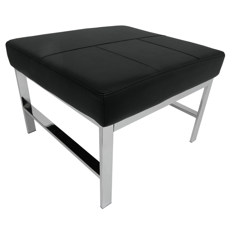 Repose-pieds en cuir Atlas, Noir