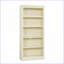 Bibliothèque moderne à 5 niveaux avec bande lumineuse à DEL, tablettes réglables de 83,4 po de hauteur | Beige + jaune moutarde | Bois massif et panneau de fibres à densité moyenne-246186702-246186700