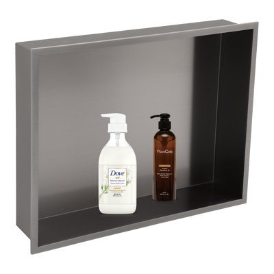 18" W x 14" H Stainless Steel Wall Niche Bathroom Shower Niche No Tile Rectangular Recessed Niche
