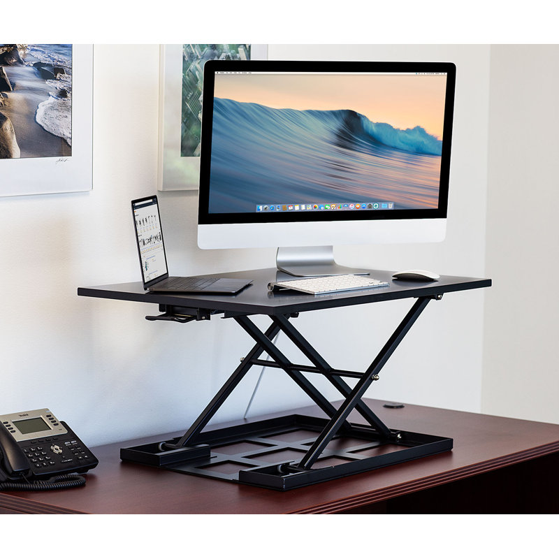 ErgoFlex Ultra Slim 35'' Black Metal Standing Desk Converter