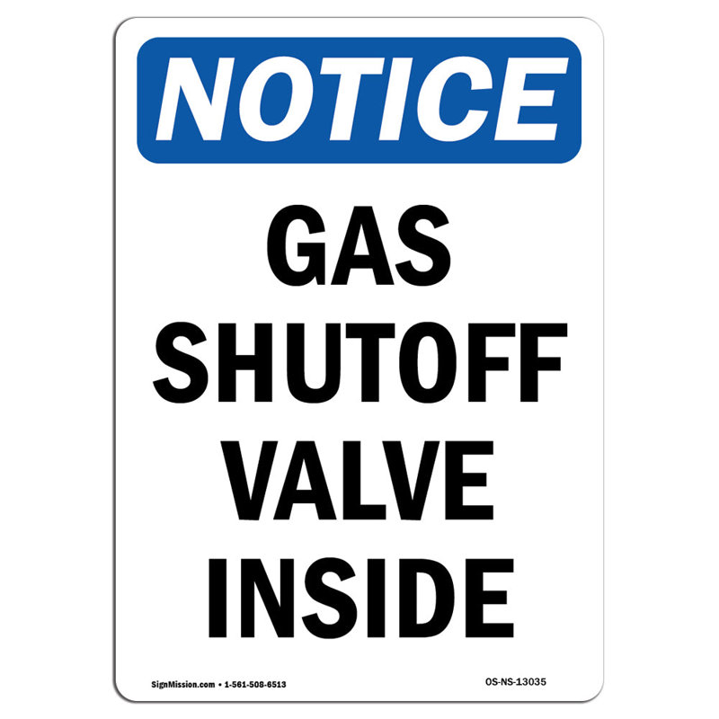 Gas Shutoff Valve Inside Sign