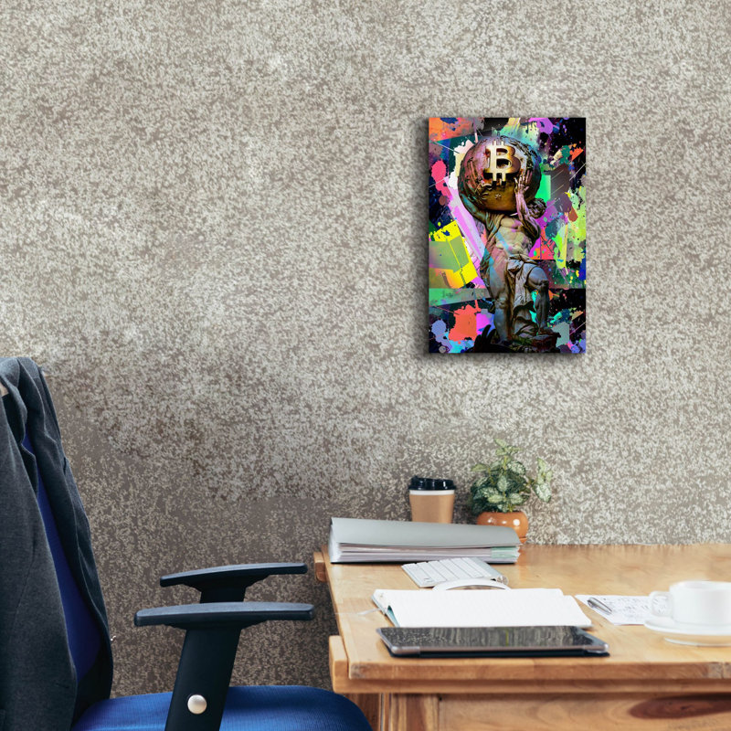 «Bitcoin Atlas» par Epic Portfolio, art mural sur toile, H 18 po x l 12 po x P 0,75 po