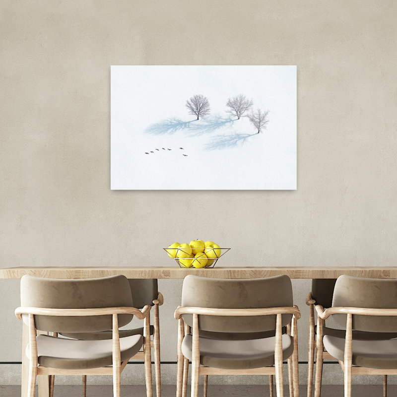 Minimal Winter Landscape Minimalist Peaceful Serene Bird Landscape Nature Wall Art Print, 91.44cm H x 60.96cm W