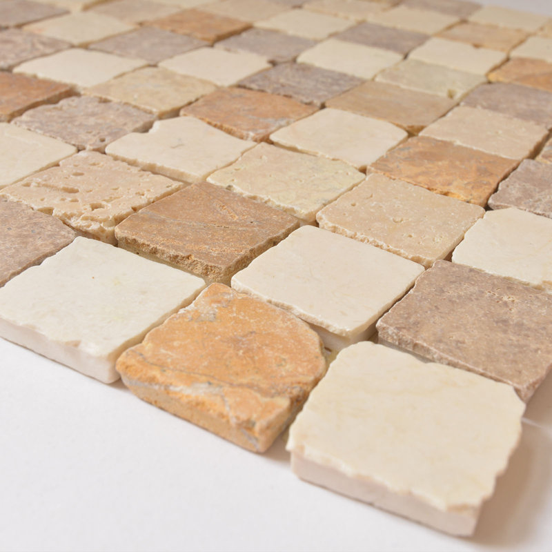 Rabat 1" x 1" Marble Grid Mosaic Wall & Floor Tile, Barrio