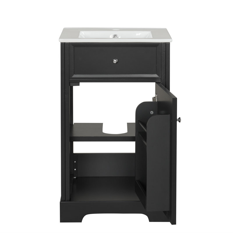 Meuble-lavabo de 20 po avec lavabo, Noir