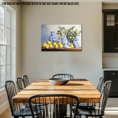 Art mural citron, toile murale, décoration murale de cuisine citron, images d'art rétro de citron pour la cuisine, décoration murale fruits pour la salle à manger, œuvre d'art méditerranéenne italienne encadrée prête à accrocher 18 po x 24 po