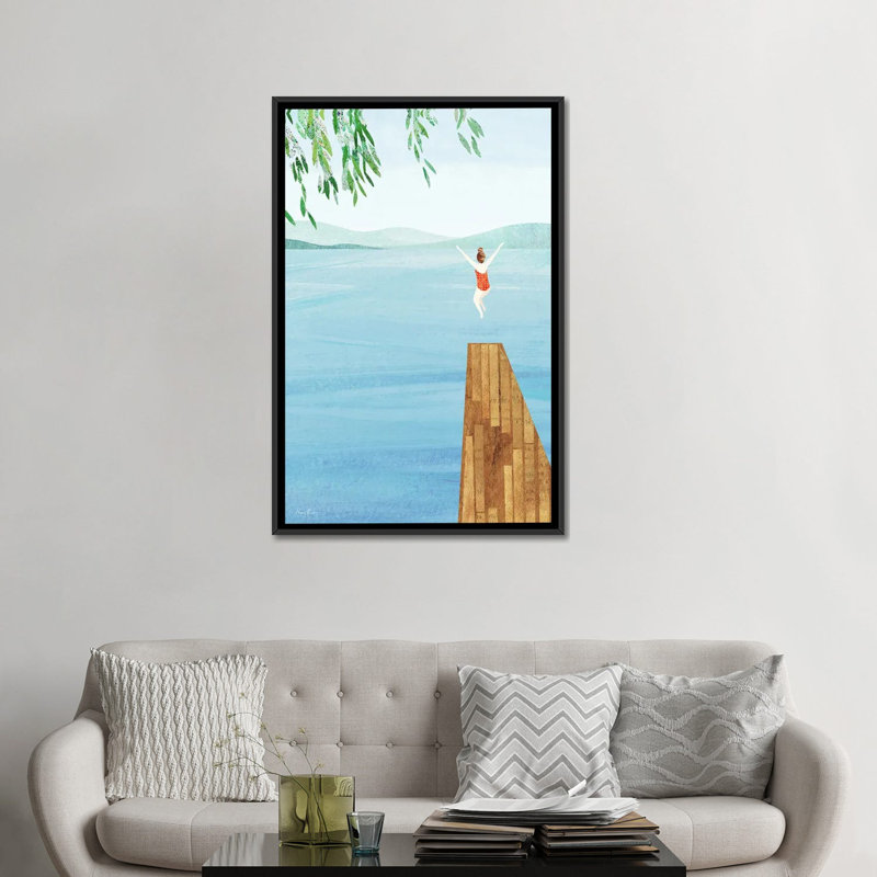 Wild Swim - Framed Wall Art Print, 48" H x 32" W, Framed Print without Mat, Black