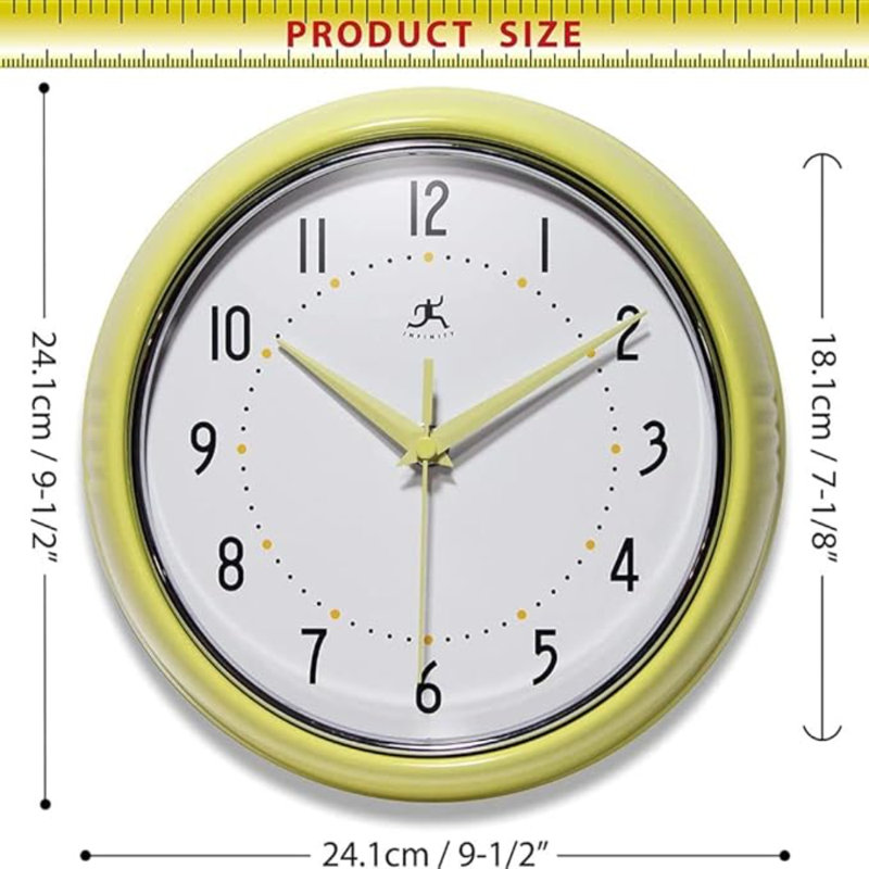Infinity Instruments LTD. Rétro horloge murale de cuisine Mid Century
