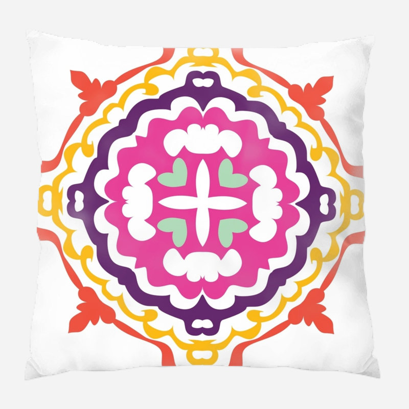 Flourish Geometric Microsuede Reversible Throw Pillow