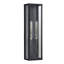 Applique murale extérieure moderne noire à 2 lumières de 56 cm (22 po) avec verre transparent pour porche, entrée et garage-133270581-133440952
