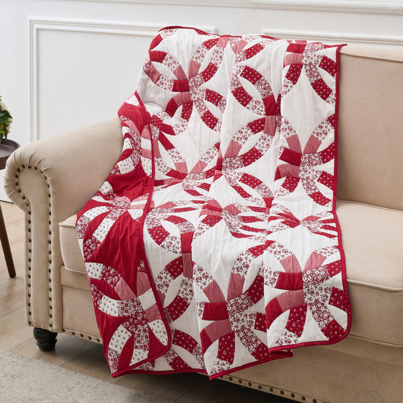Jeté rouge Greenland Home Fashions - 50 po x 60 po, tissage jacquard 100% polyester doux et réversible, Rouge
