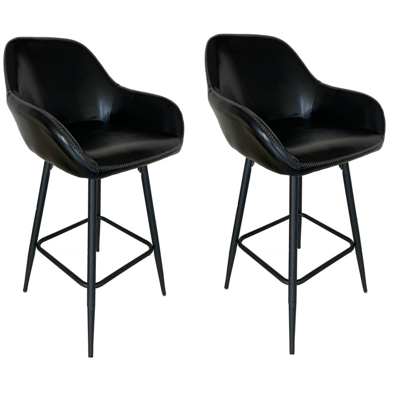 Tabouret de bar et de comptoir Kayland, Noir, Tabouret de comptoir (assise de 25 po de hauteur)