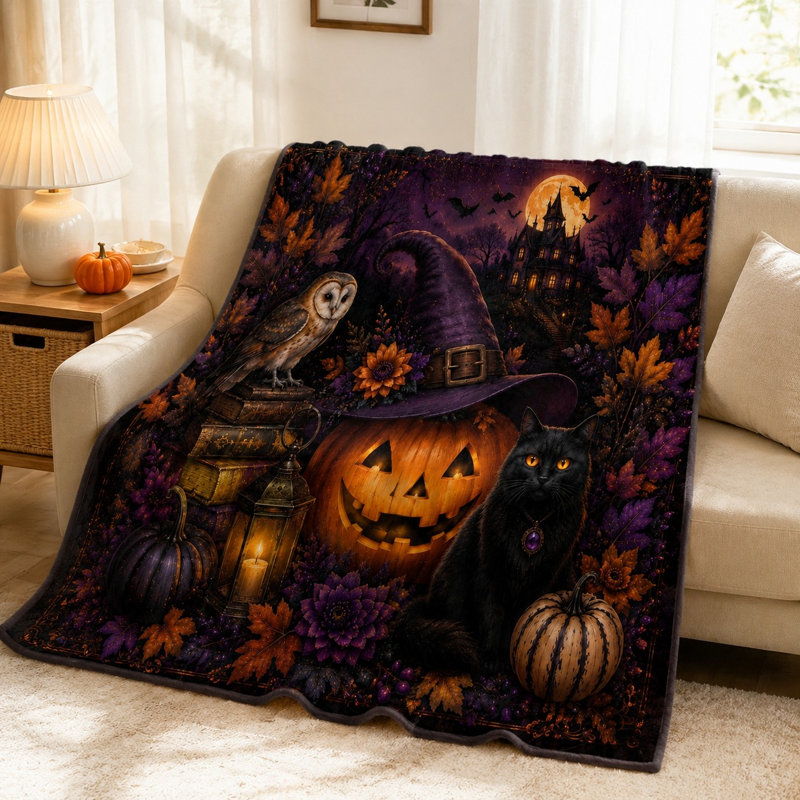 Jeté d'Halloween citrouille d'Halloween citrouille, douillette en molleton chaud pour canapé-lit, salon, décoration de la maison
