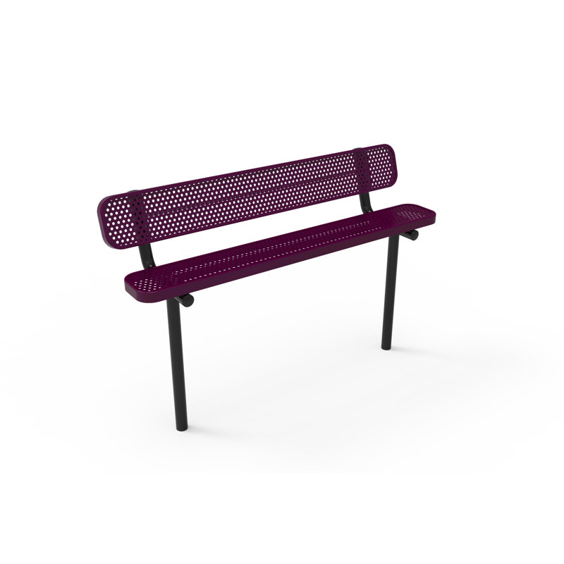 Banc d'extérieur CoatedOutdoorMeubles, violet, perforé, 1,83 m, avec dossier, à encastrer dans le sol, Mauve