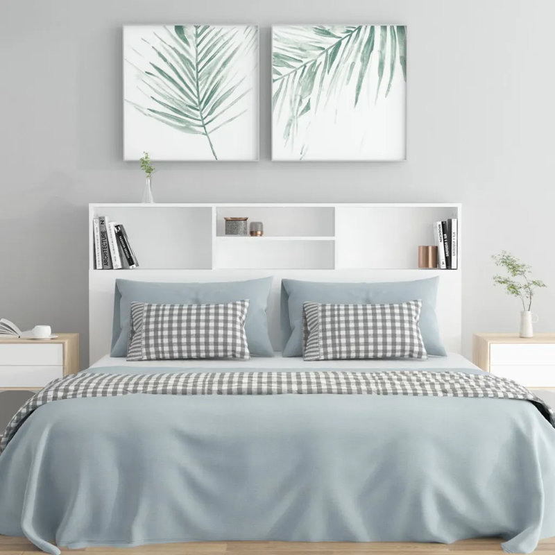 Melby Headboard Cabinet, White, King (5')