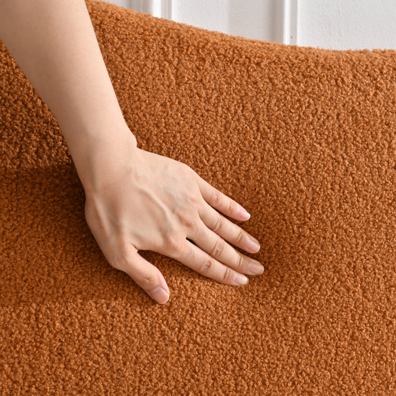 Lit plateforme tapissier Bensu Boucle, Double, Brun