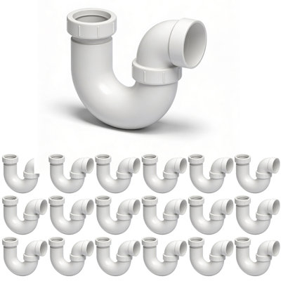 1-1/2 in. PVC DWV L.A. Pattern P-Trap w/ Union Slip Washer & Plastic Nut H x Slip, White PVC Drain, (25 Pack)