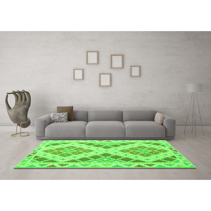Kyraa Washable Geometric Indoor Rug, Square 4'