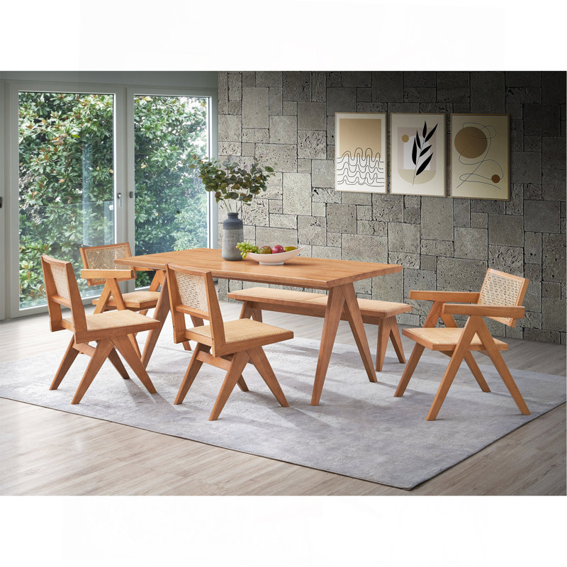 Ensemble de meubles de patio en rotin et finition naturelle 6 pièces Valentina