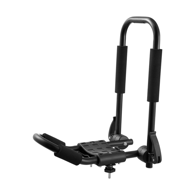 Ensemble de support de toit en J pour barre de toit robuste pour kiosque de voiture - Support pliant universel pour SUP, canoë, planche de surf et ski avec sangles à dégagement rapide