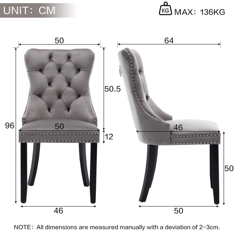 Velvet Upholstered Side Chair in Grey