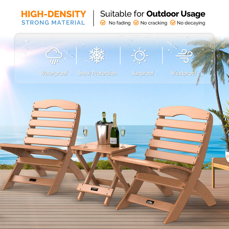 Patio HDPE Side Table End Tables, Brown