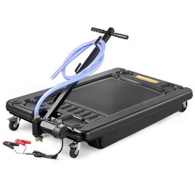 Low Profile Oil Drain Pan, 17 Gallon Capacity, Rolling Oil Drain Pan with Electric Pump & 7.2 ft Hose, Leak-proof & Corrosion-resistant, Fit for Cars, SUVs, Trucks, Motorcycles, ATVs, Metal