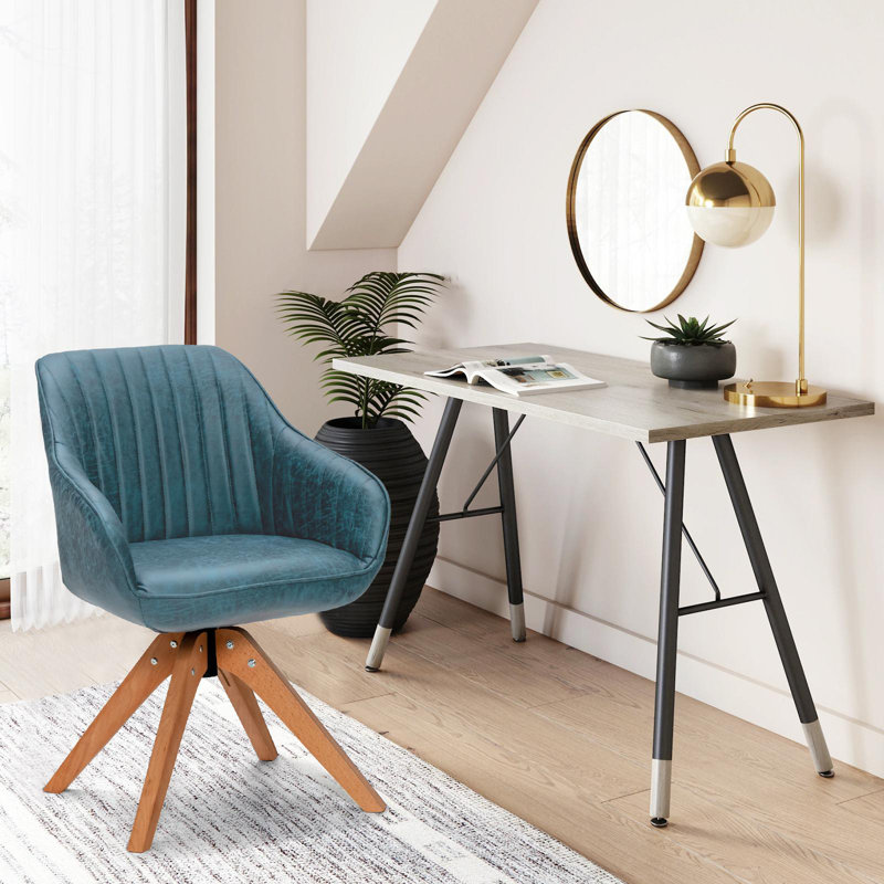 Iridessa Faux Leather Swivel Armchair, Blue Faux Leather