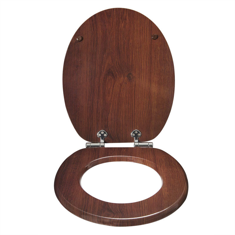 East Urban Home Premium Toilet Seat Toilet Seat With Soft Close, MDF Wood Core, Softclose Hinge, Antibacterial, Design Decor