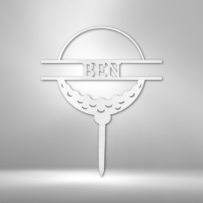 Monogramme de balle de golf personnalisé, Blanc, H 14,25 po x l 14,5 po x P 0,5 po, Oui