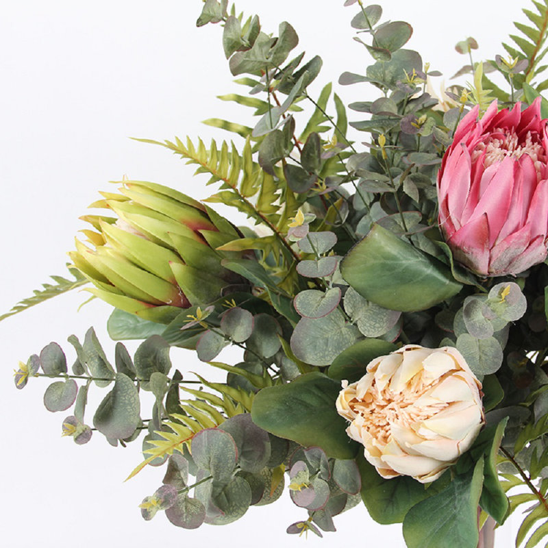 Tiges de fleurs artificielles protea cynaroides, 5 tiges, vert