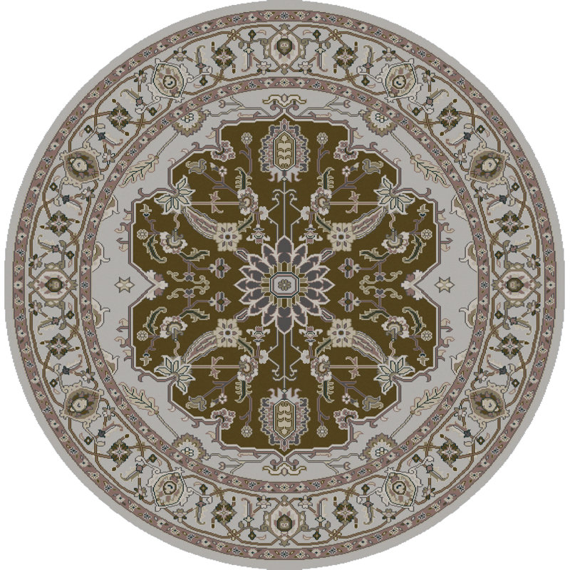 Tapis oriental en laine noué à la main Ostrander, Rond 8 pi