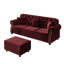 Canapé Chesterfield 82,6 po rembourré en velours avec garniture cloutée et accoudoirs roulés, canapé de style Mid-Century moderne capitonné avec boutons, inclus 3 coussins-292273714