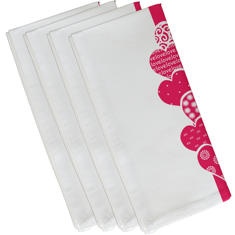 Ensemble de serviettes 4 pièces Saint-Valentin, L 18 po x L 18 po, Fuchsia