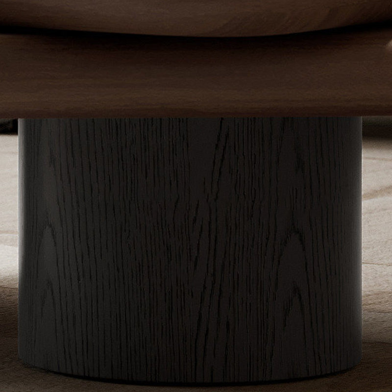 Table basse brune en fritté brun + bois massif