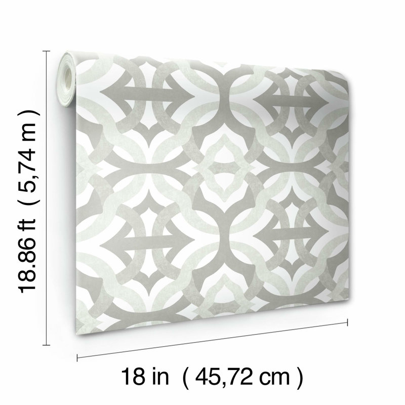 Rouleau de papier peint adhésif L 18,86 pi x l 18 po Waverly Tipton, Taupe