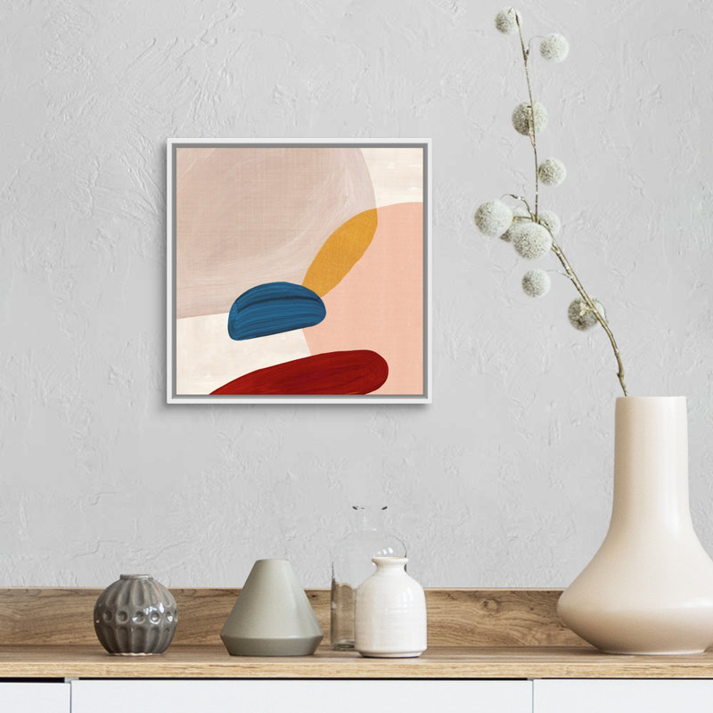 Reproduction d’art sur toile, "Pink Pebbles II" par Eva watts, H 14 po x l 14 po x P 1,75 po, Cadre blanc