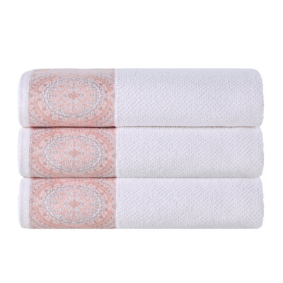 Idabel Medallion Cotton Jacquard Textured Soft Highly Absorbent Bath Towels