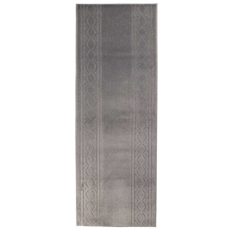 Custom Size Anti-Slip Soft Pile Chain Gray Runner Rug, Runner 2'2" x 15'