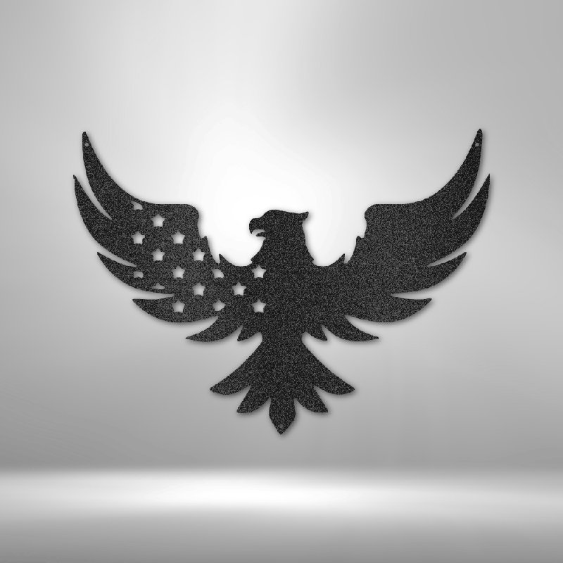 Signe en acier Patriotic Eagle, H 14,25 po x l 14,5 po x P 0,5 po, Noir