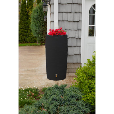 Good Ideas 50 Gallons Plastic Drainable Dual Overflow Planter Rain Barrel